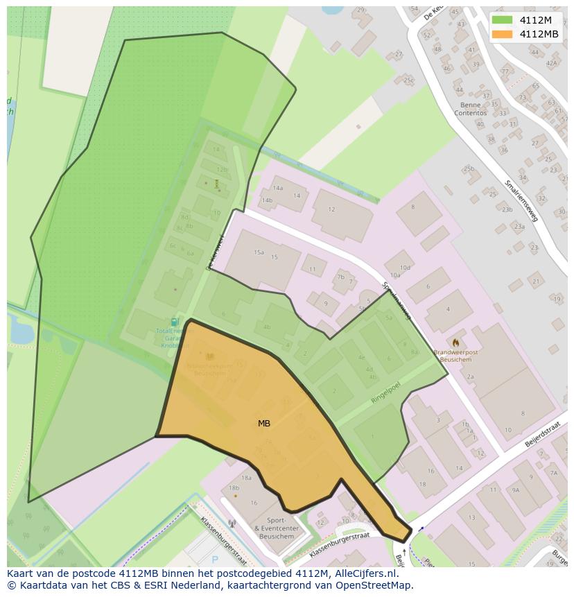 Afbeelding van het postcodegebied 4112 MB op de kaart.