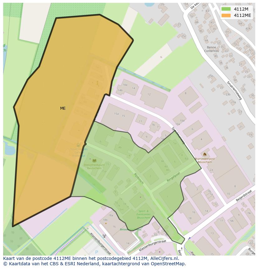 Afbeelding van het postcodegebied 4112 ME op de kaart.