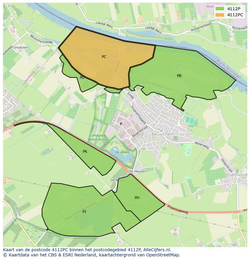 Afbeelding van het postcodegebied 4112 PC op de kaart.