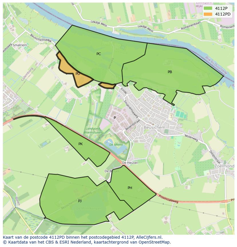 Afbeelding van het postcodegebied 4112 PD op de kaart.