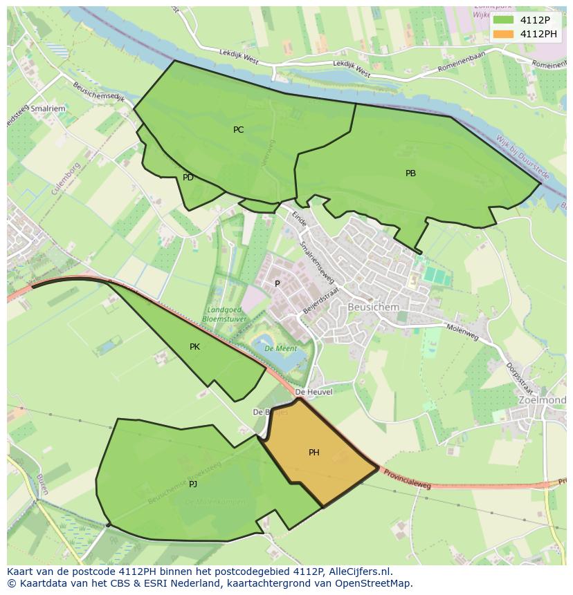 Afbeelding van het postcodegebied 4112 PH op de kaart.