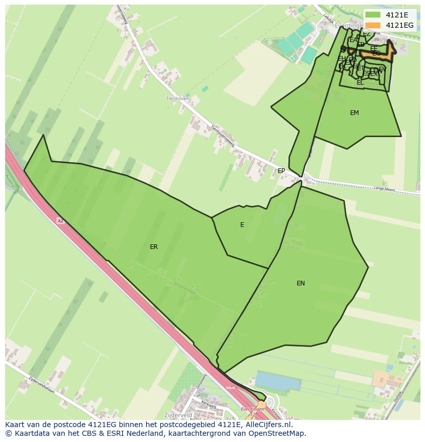 Afbeelding van het postcodegebied 4121 EG op de kaart.