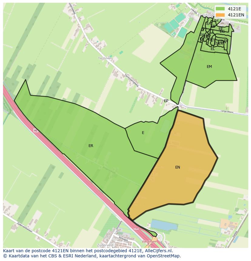 Afbeelding van het postcodegebied 4121 EN op de kaart.