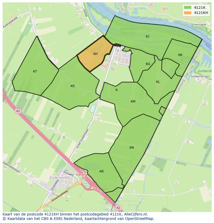 Afbeelding van het postcodegebied 4121 KH op de kaart.