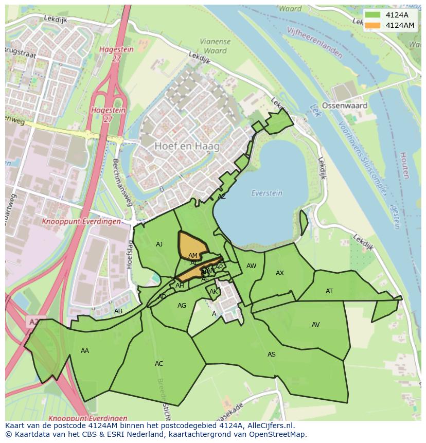 Afbeelding van het postcodegebied 4124 AM op de kaart.