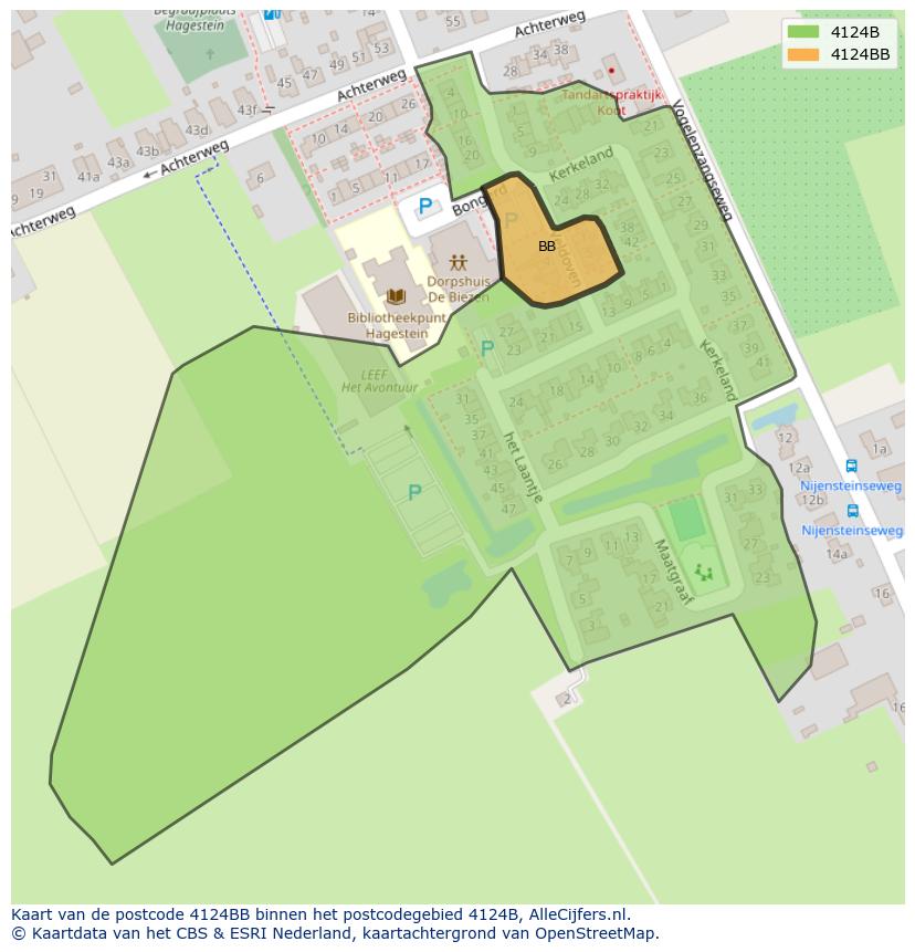 Afbeelding van het postcodegebied 4124 BB op de kaart.