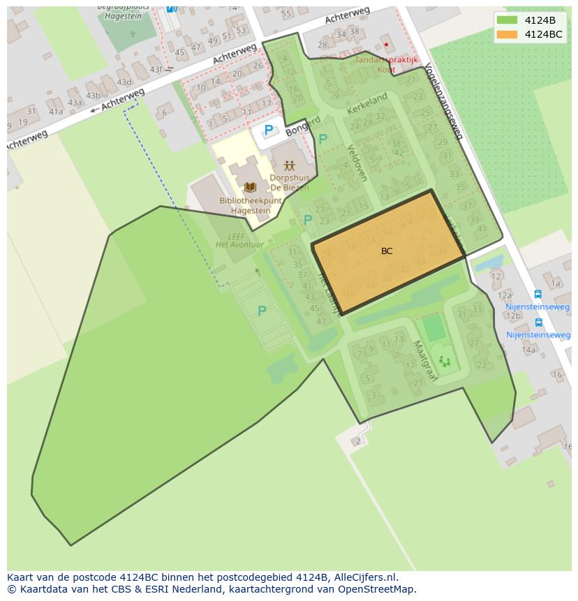 Afbeelding van het postcodegebied 4124 BC op de kaart.