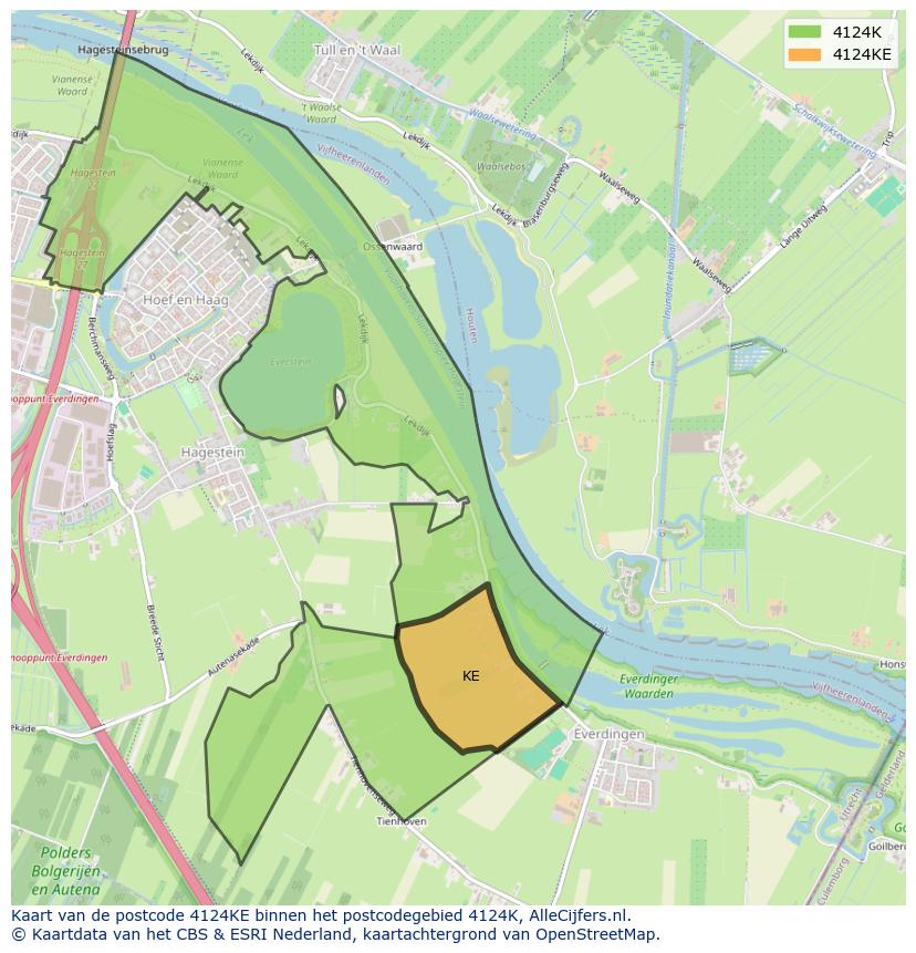 Afbeelding van het postcodegebied 4124 KE op de kaart.