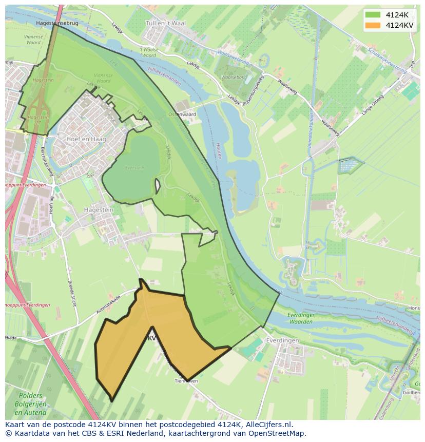 Afbeelding van het postcodegebied 4124 KV op de kaart.