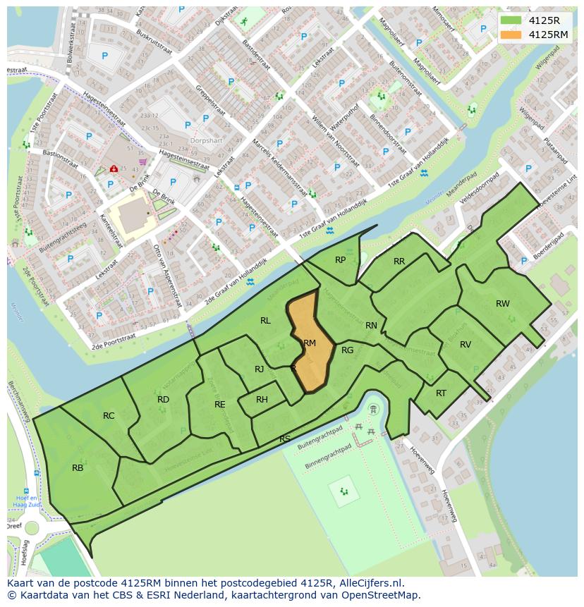 Afbeelding van het postcodegebied 4125 RM op de kaart.