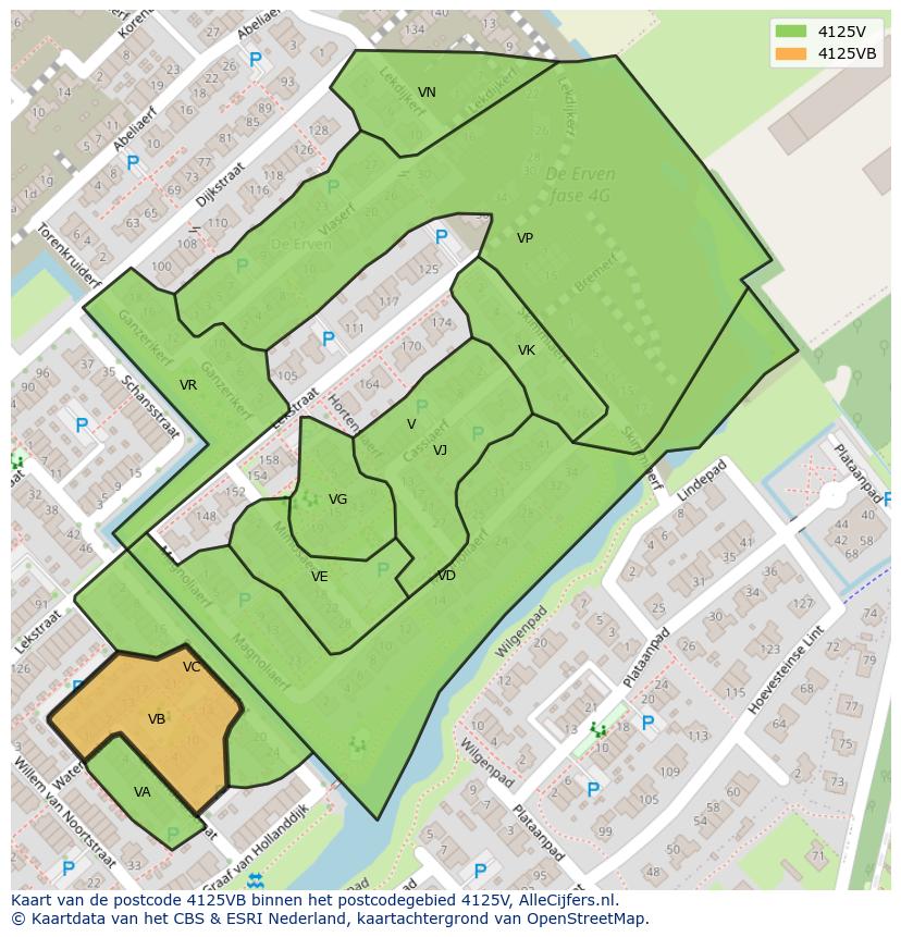 Afbeelding van het postcodegebied 4125 VB op de kaart.