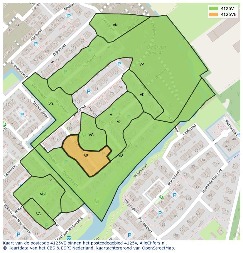 Afbeelding van het postcodegebied 4125 VE op de kaart.