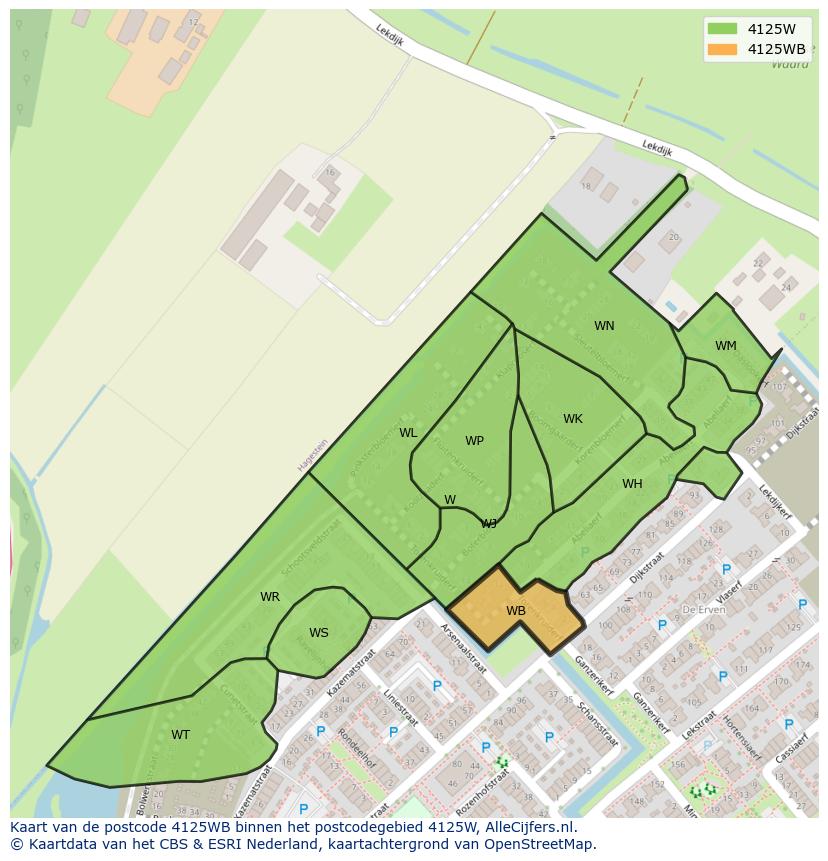 Afbeelding van het postcodegebied 4125 WB op de kaart.