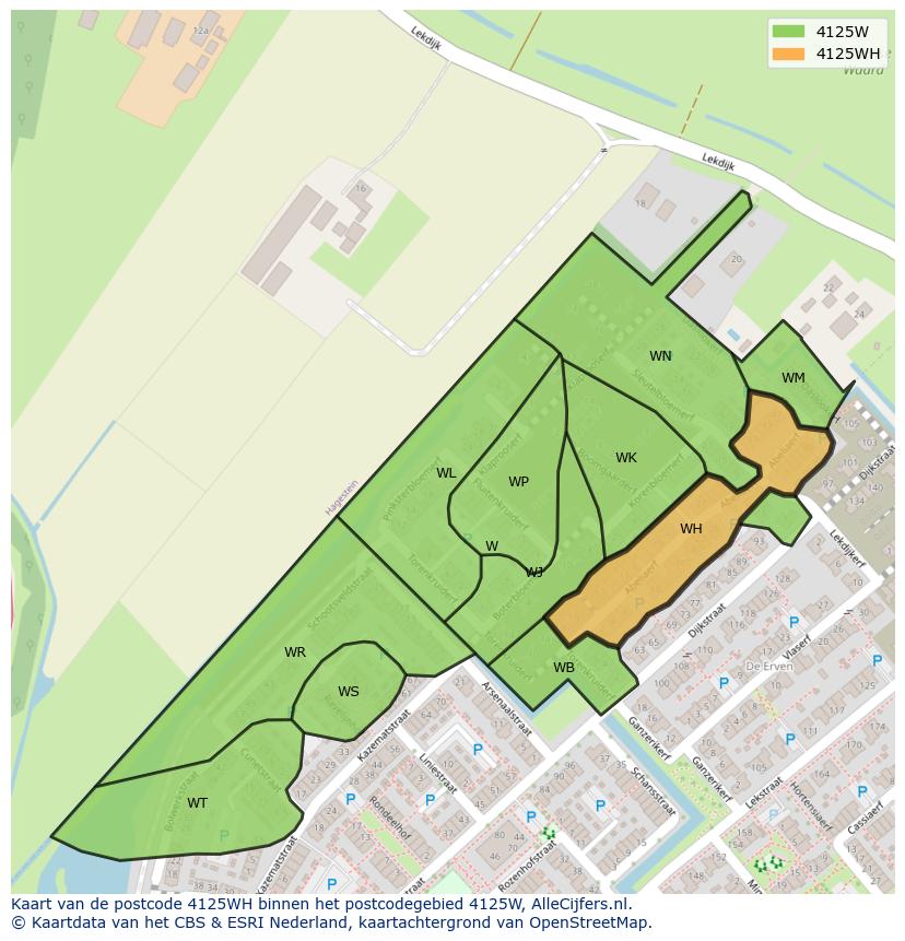 Afbeelding van het postcodegebied 4125 WH op de kaart.