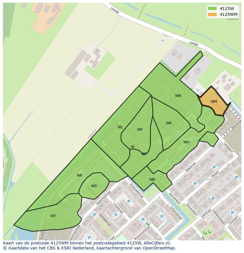 Afbeelding van het postcodegebied 4125 WM op de kaart.