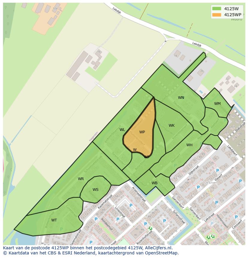Afbeelding van het postcodegebied 4125 WP op de kaart.