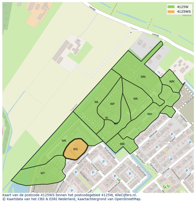 Afbeelding van het postcodegebied 4125 WS op de kaart.