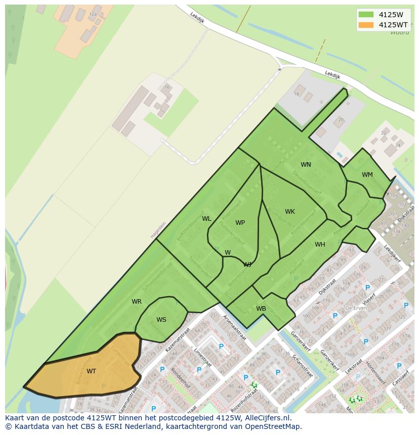 Afbeelding van het postcodegebied 4125 WT op de kaart.