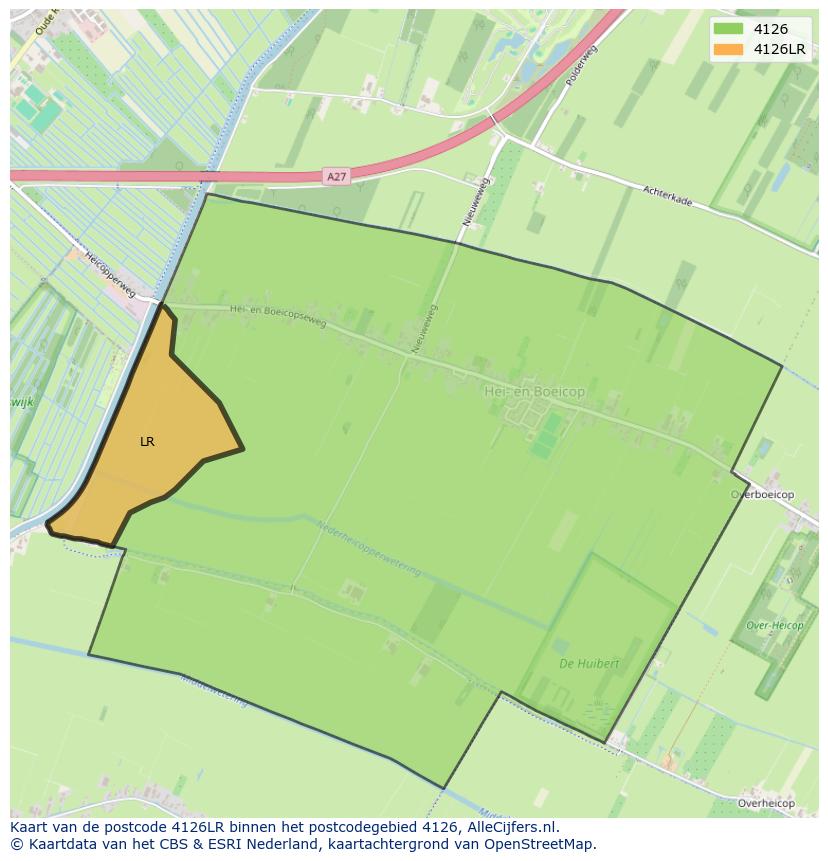 Afbeelding van het postcodegebied 4126 LR op de kaart.