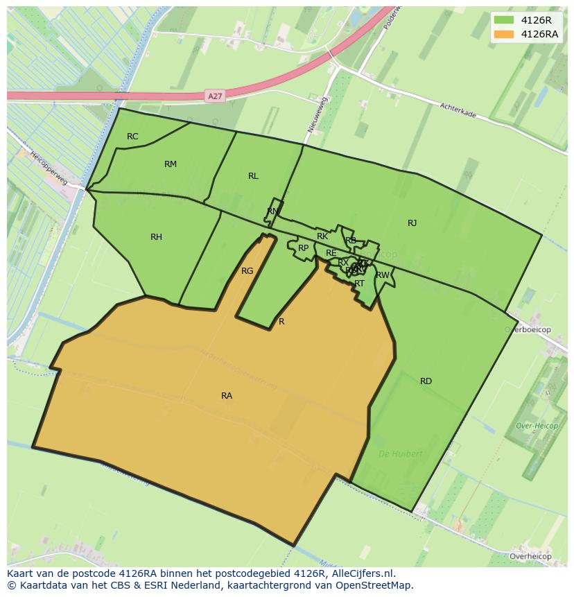 Afbeelding van het postcodegebied 4126 RA op de kaart.