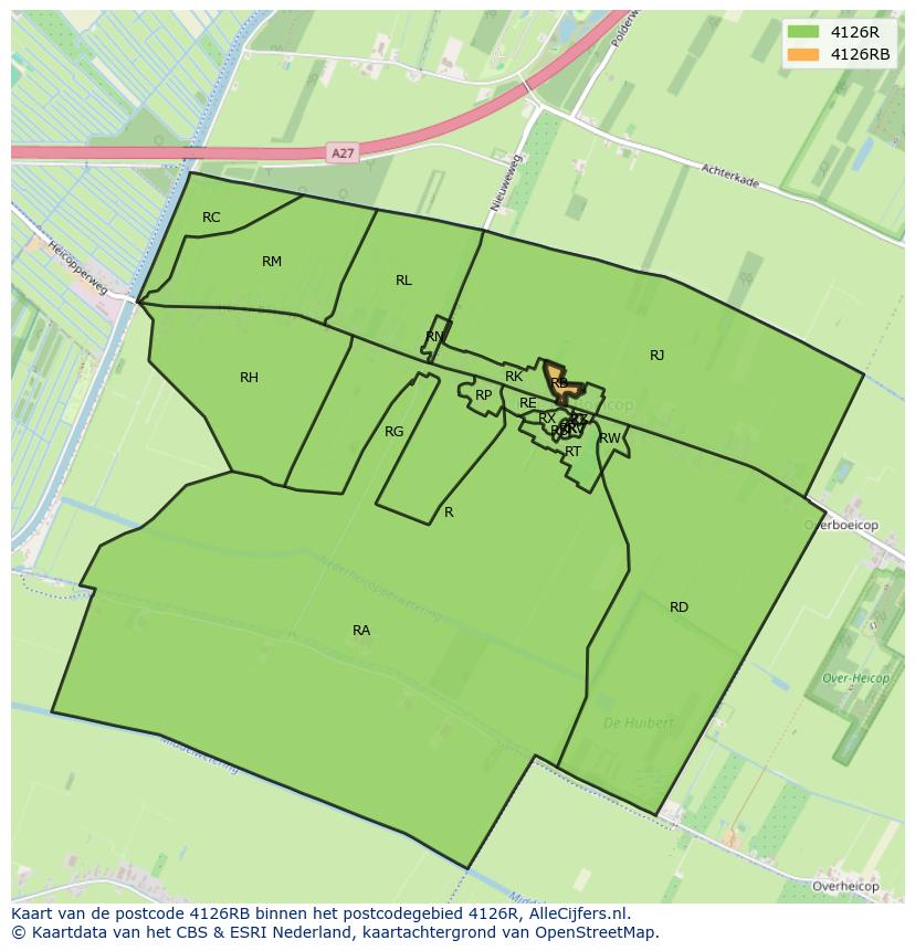 Afbeelding van het postcodegebied 4126 RB op de kaart.