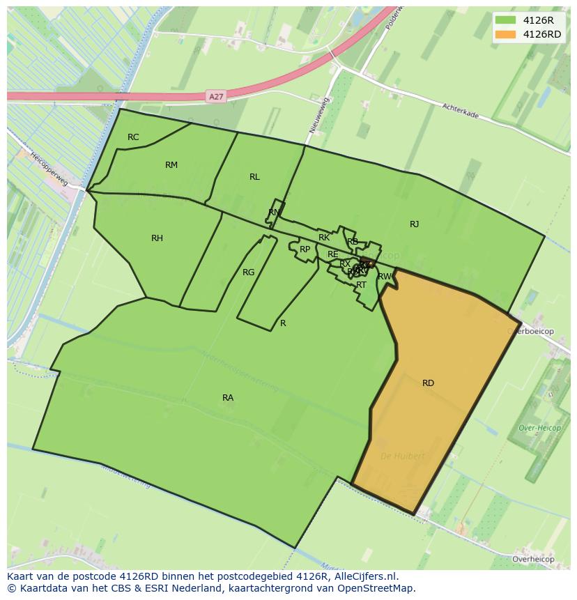 Afbeelding van het postcodegebied 4126 RD op de kaart.