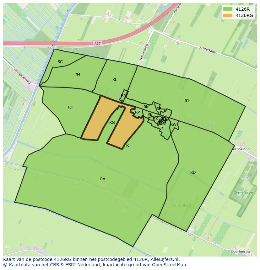 Afbeelding van het postcodegebied 4126 RG op de kaart.