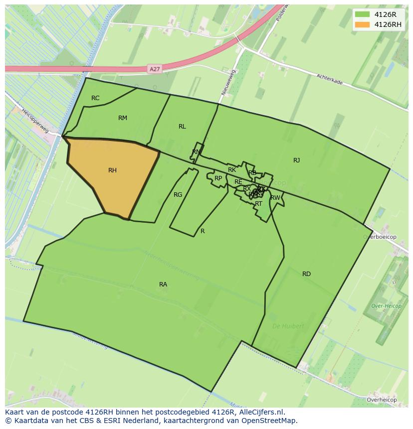 Afbeelding van het postcodegebied 4126 RH op de kaart.