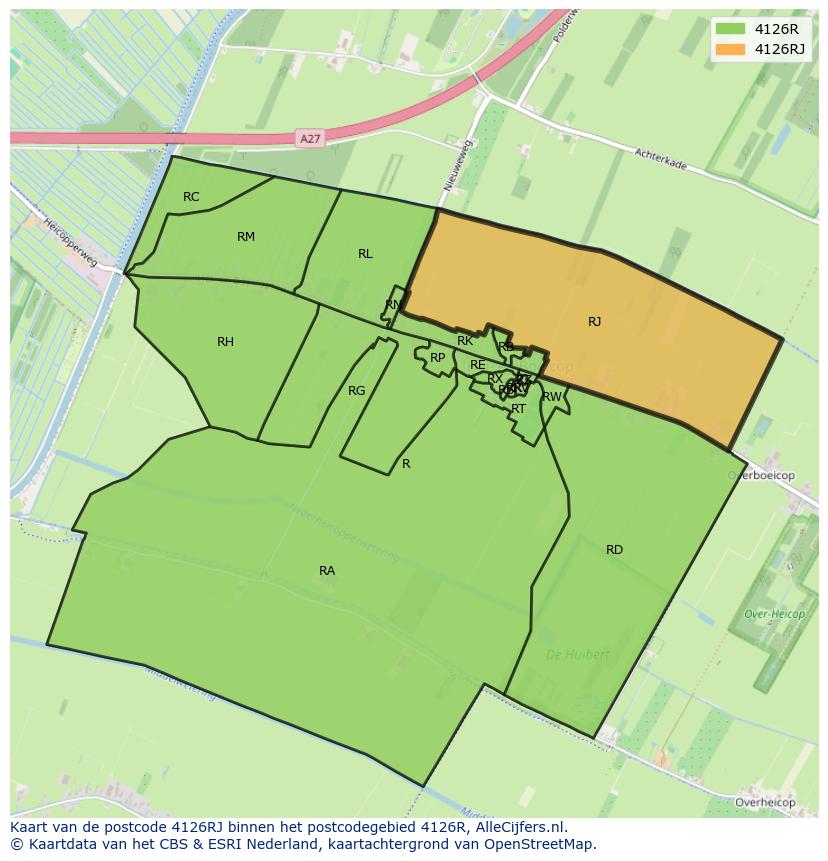 Afbeelding van het postcodegebied 4126 RJ op de kaart.