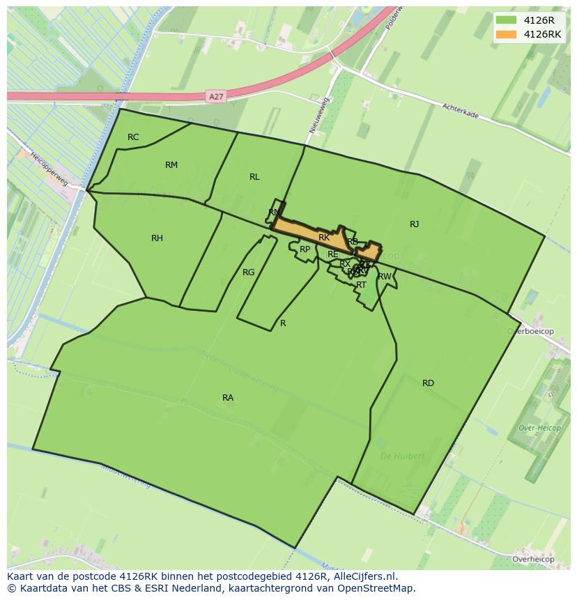Afbeelding van het postcodegebied 4126 RK op de kaart.
