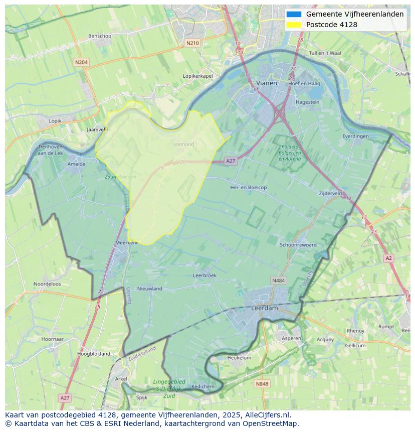Afbeelding van het postcodegebied 4128 op de kaart.