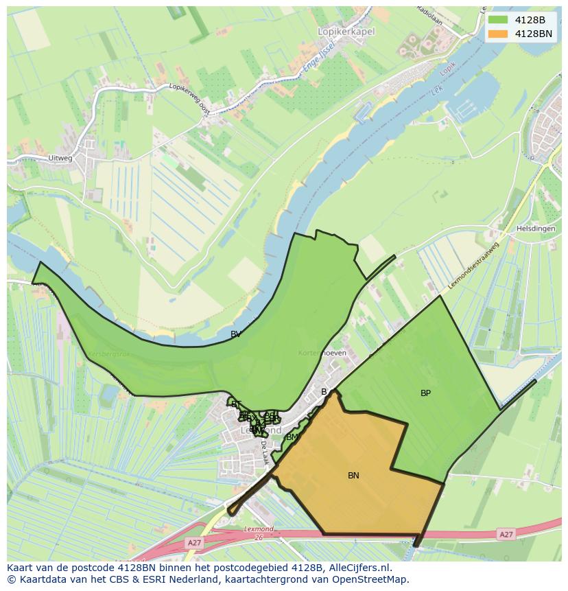 Afbeelding van het postcodegebied 4128 BN op de kaart.