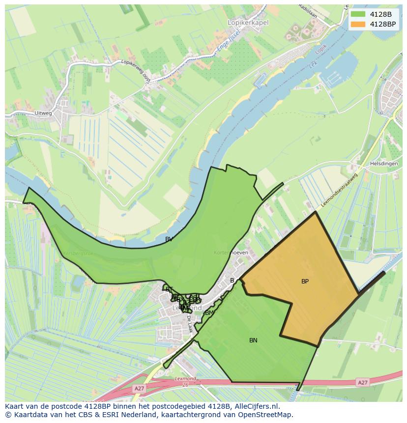 Afbeelding van het postcodegebied 4128 BP op de kaart.