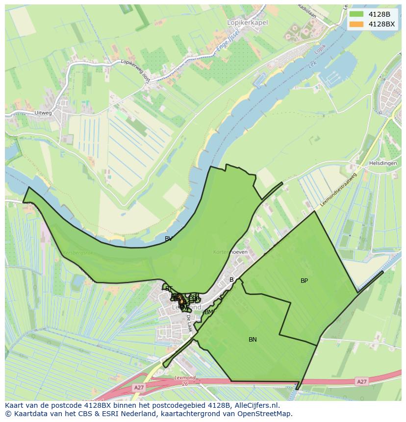 Afbeelding van het postcodegebied 4128 BX op de kaart.