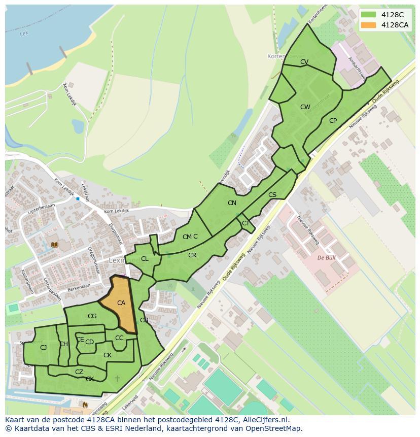 Afbeelding van het postcodegebied 4128 CA op de kaart.