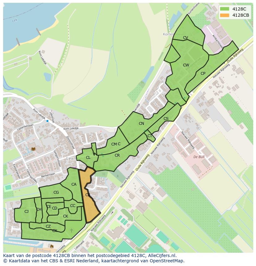 Afbeelding van het postcodegebied 4128 CB op de kaart.