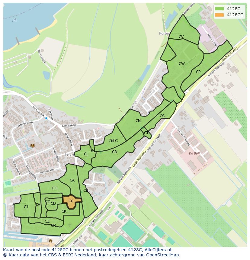 Afbeelding van het postcodegebied 4128 CC op de kaart.