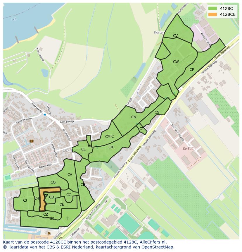 Afbeelding van het postcodegebied 4128 CE op de kaart.
