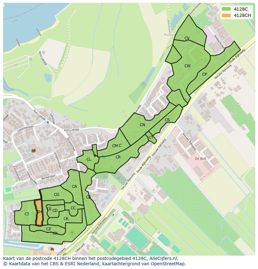 Afbeelding van het postcodegebied 4128 CH op de kaart.