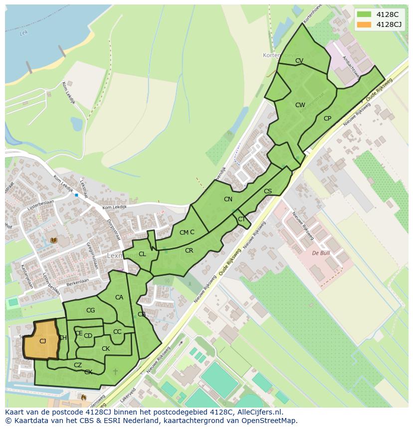 Afbeelding van het postcodegebied 4128 CJ op de kaart.