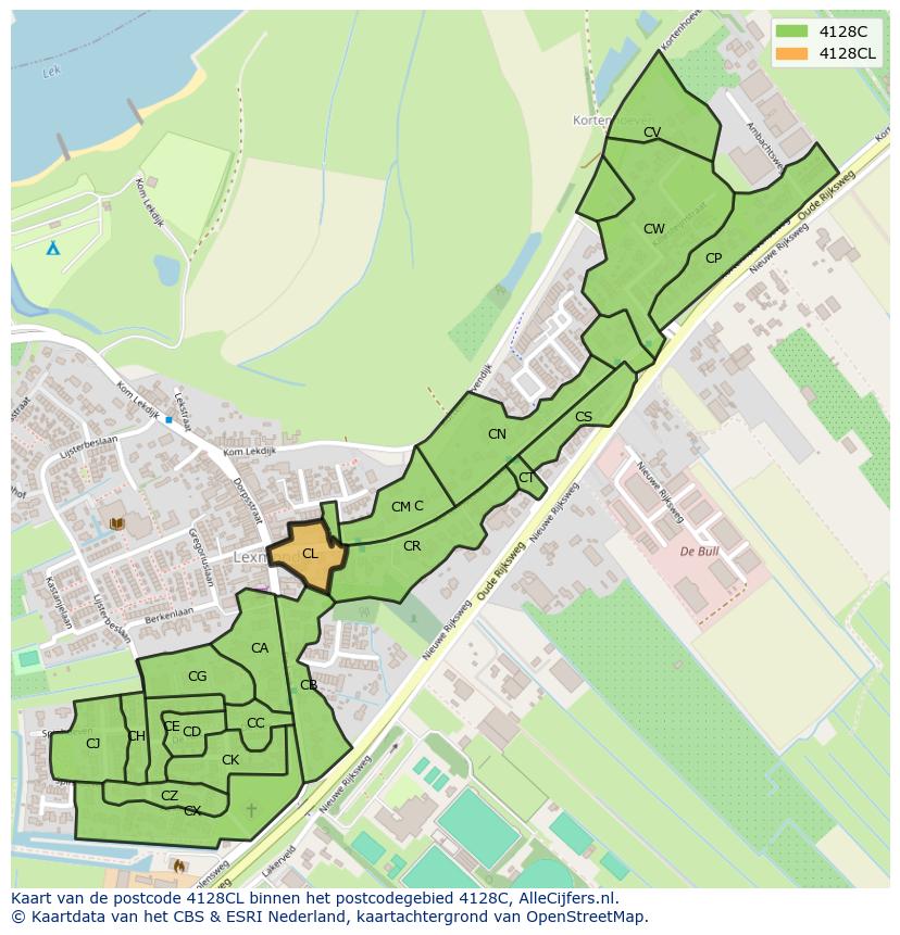 Afbeelding van het postcodegebied 4128 CL op de kaart.