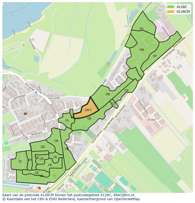 Afbeelding van het postcodegebied 4128 CM op de kaart.