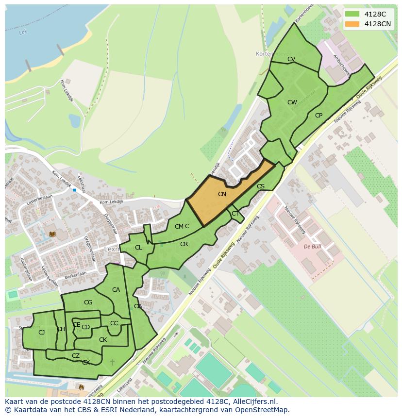 Afbeelding van het postcodegebied 4128 CN op de kaart.