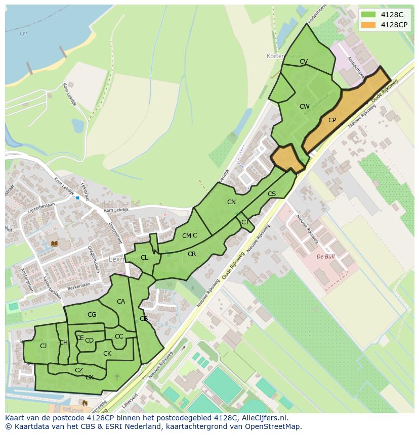 Afbeelding van het postcodegebied 4128 CP op de kaart.
