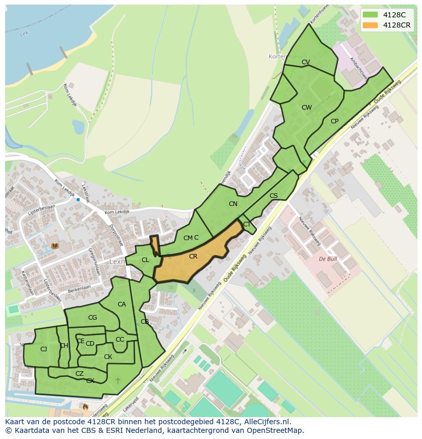 Afbeelding van het postcodegebied 4128 CR op de kaart.