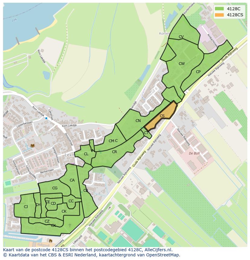 Afbeelding van het postcodegebied 4128 CS op de kaart.