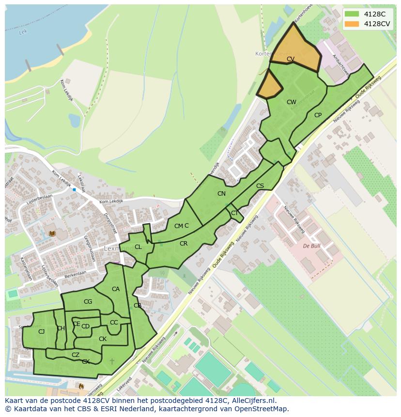 Afbeelding van het postcodegebied 4128 CV op de kaart.