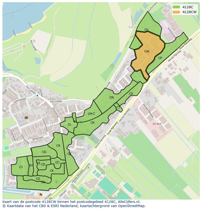 Afbeelding van het postcodegebied 4128 CW op de kaart.
