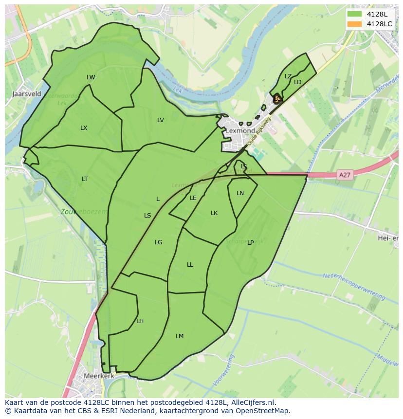 Afbeelding van het postcodegebied 4128 LC op de kaart.
