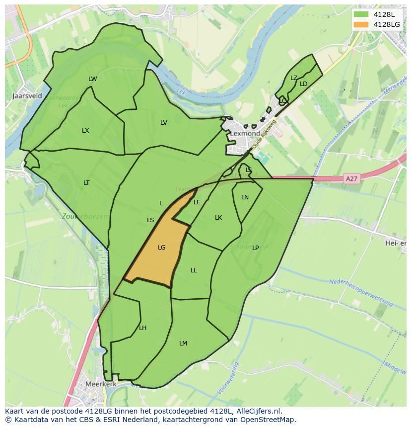 Afbeelding van het postcodegebied 4128 LG op de kaart.